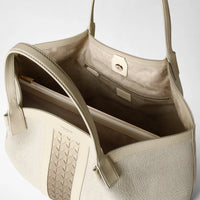 Mosaico canvas and leather Secret bag - Off White & Shaded Sahara