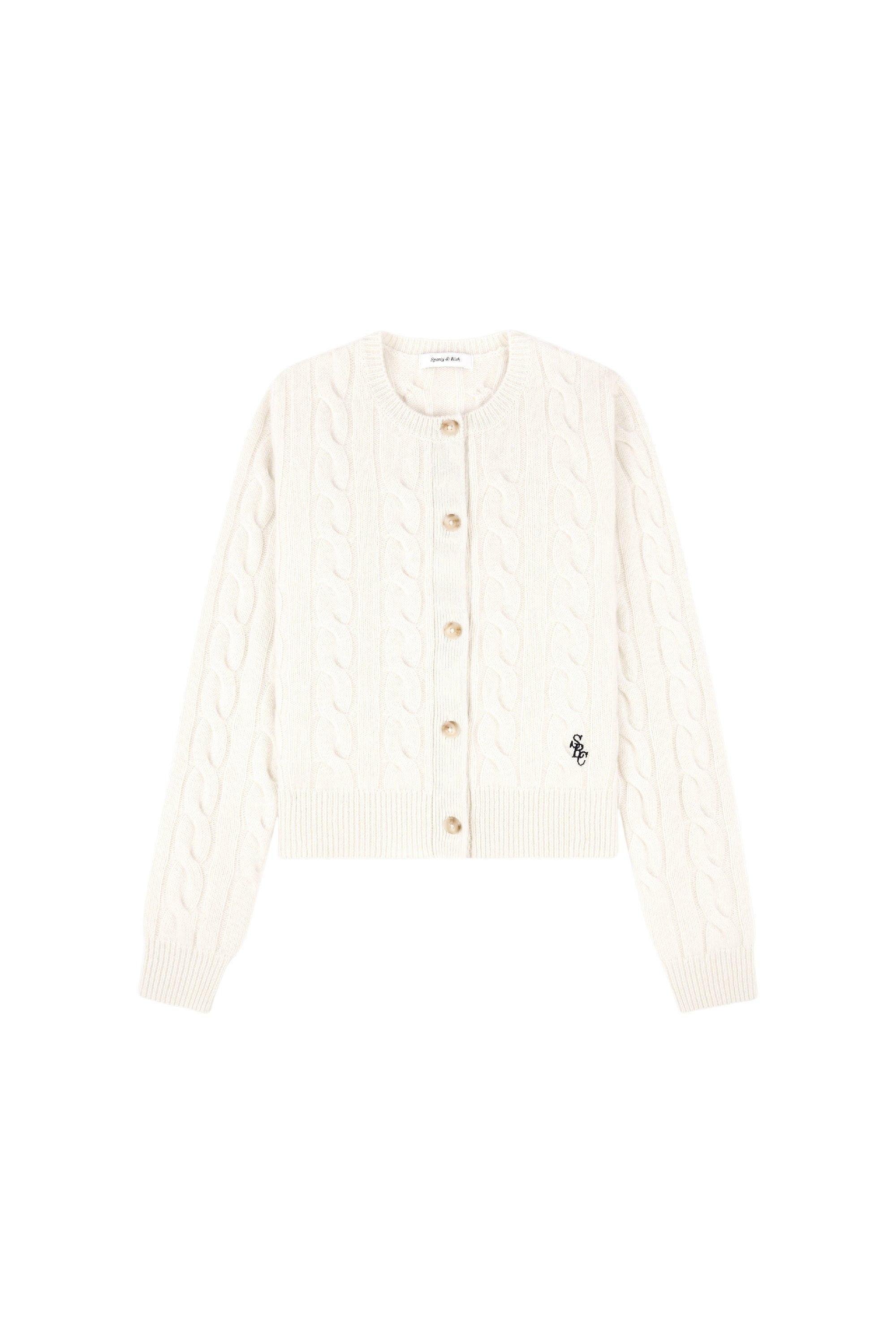Cardigan SRC boutonné en cachemire et laine - Cream