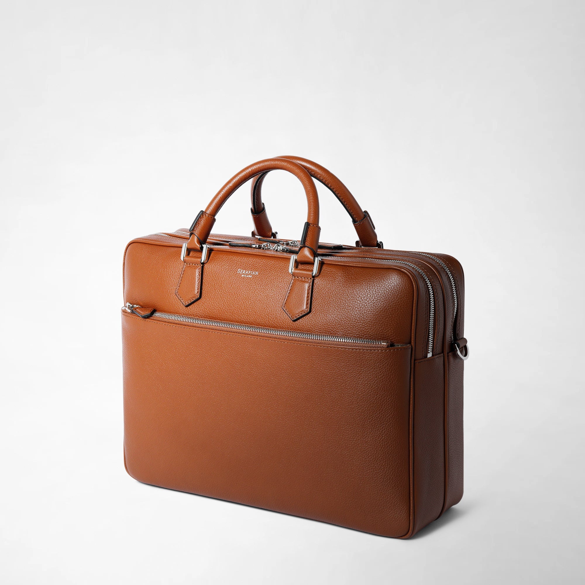 Leather briefcase - Tobacco