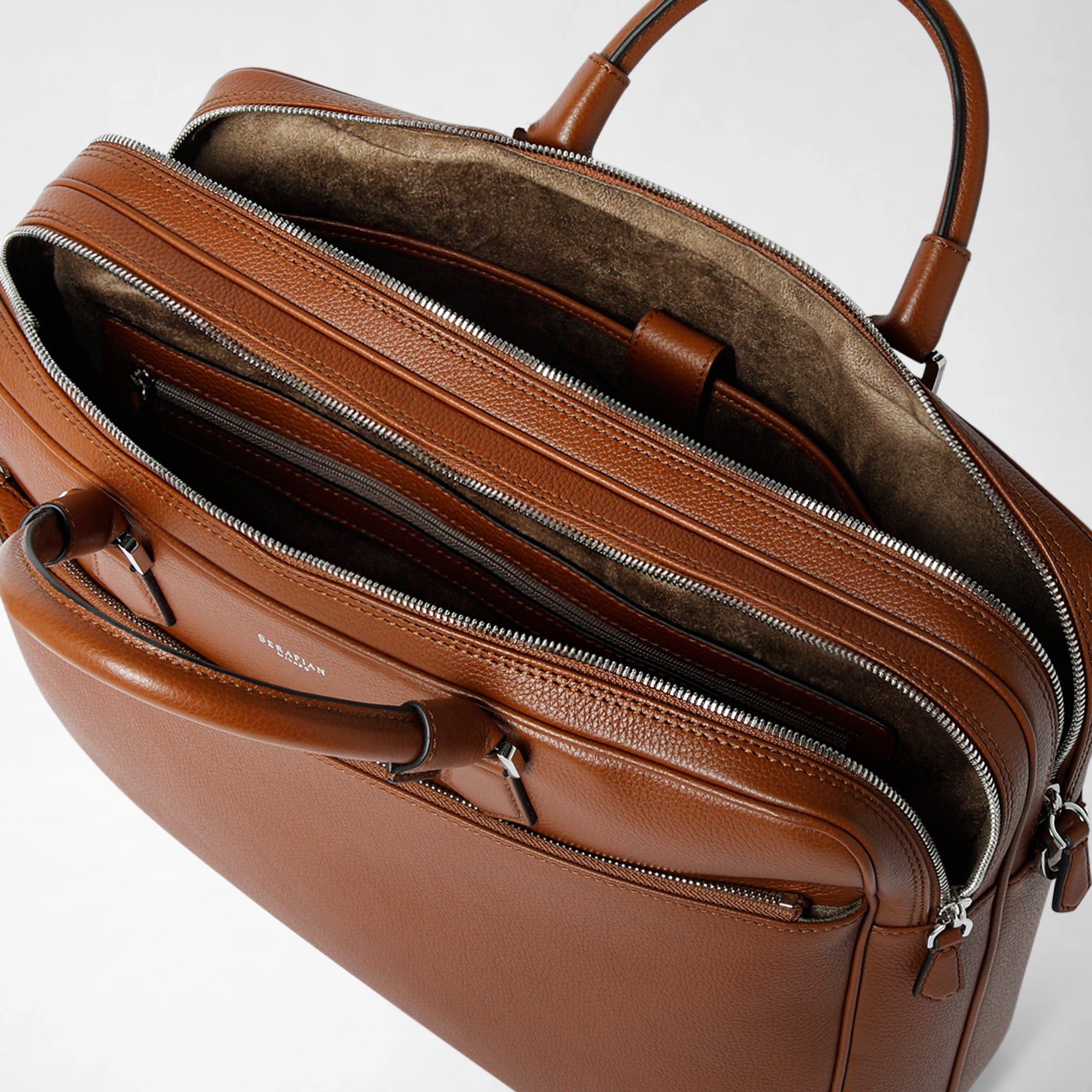 Leather briefcase - Tobacco