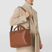 Leather briefcase - Tobacco