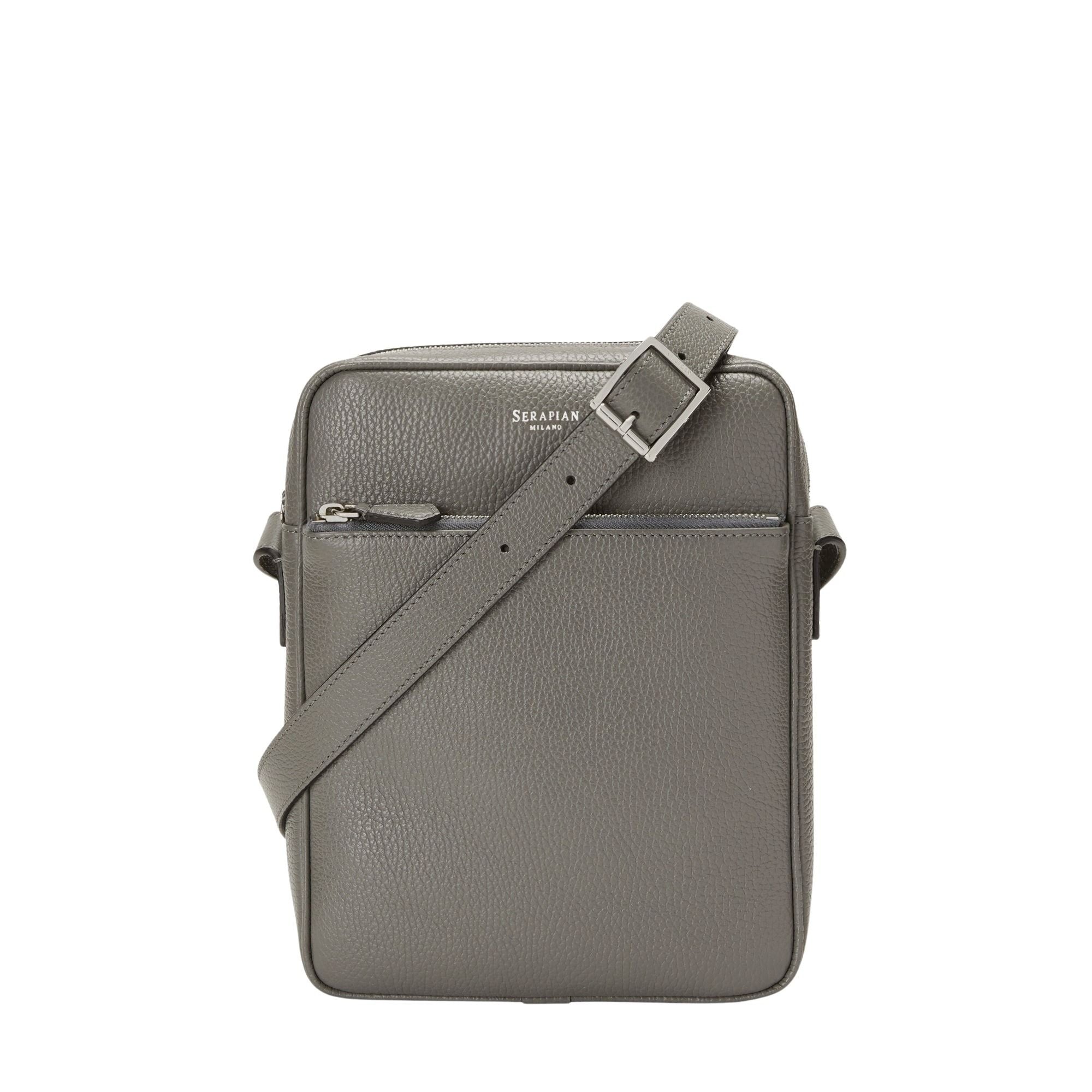 North South leather shoulder bag - Asphalt