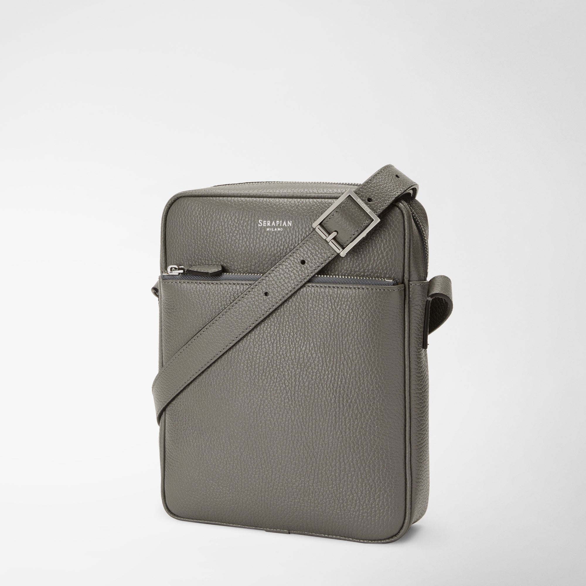 North South leather shoulder bag - Asphalt