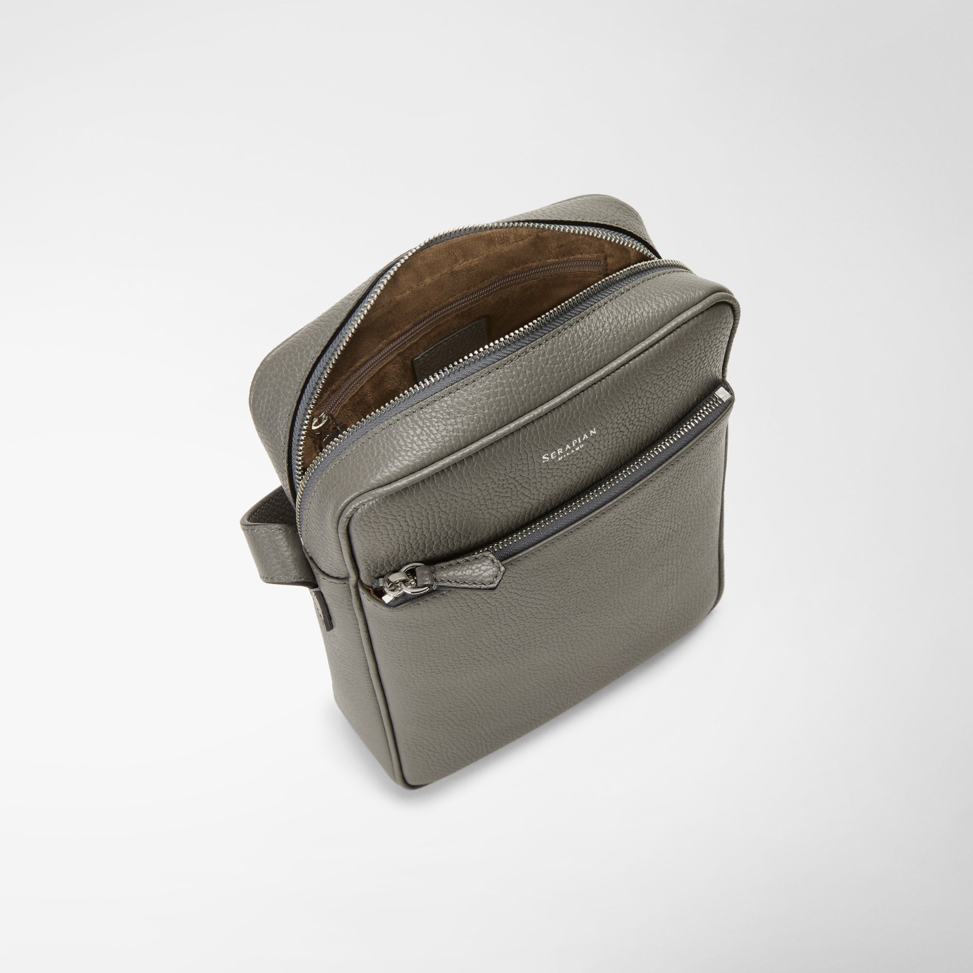 North South leather shoulder bag - Asphalt