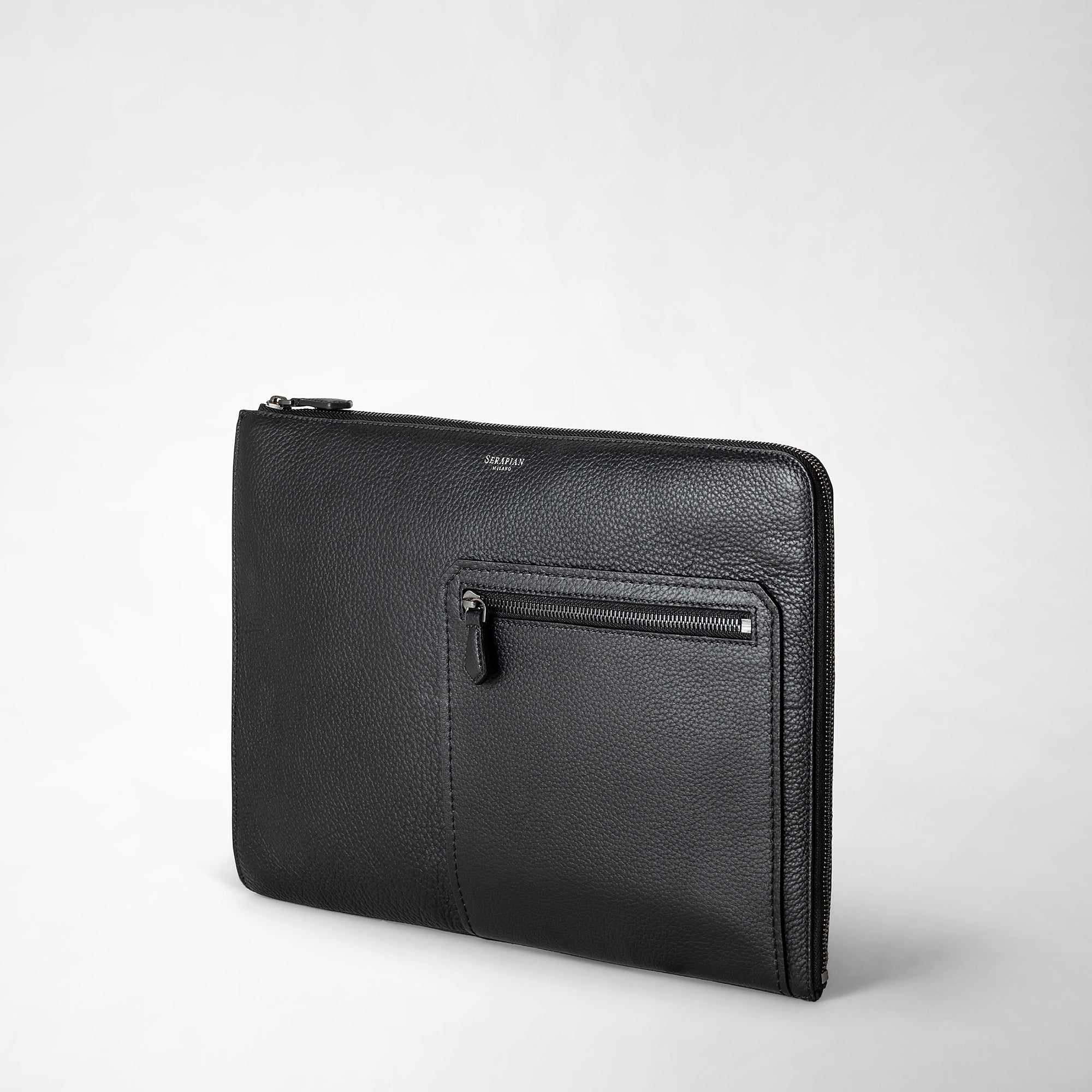 Housse d'ordinateur zippée en cuir - Black Eclipse