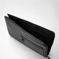 Housse d'ordinateur zippée en cuir - Black Eclipse