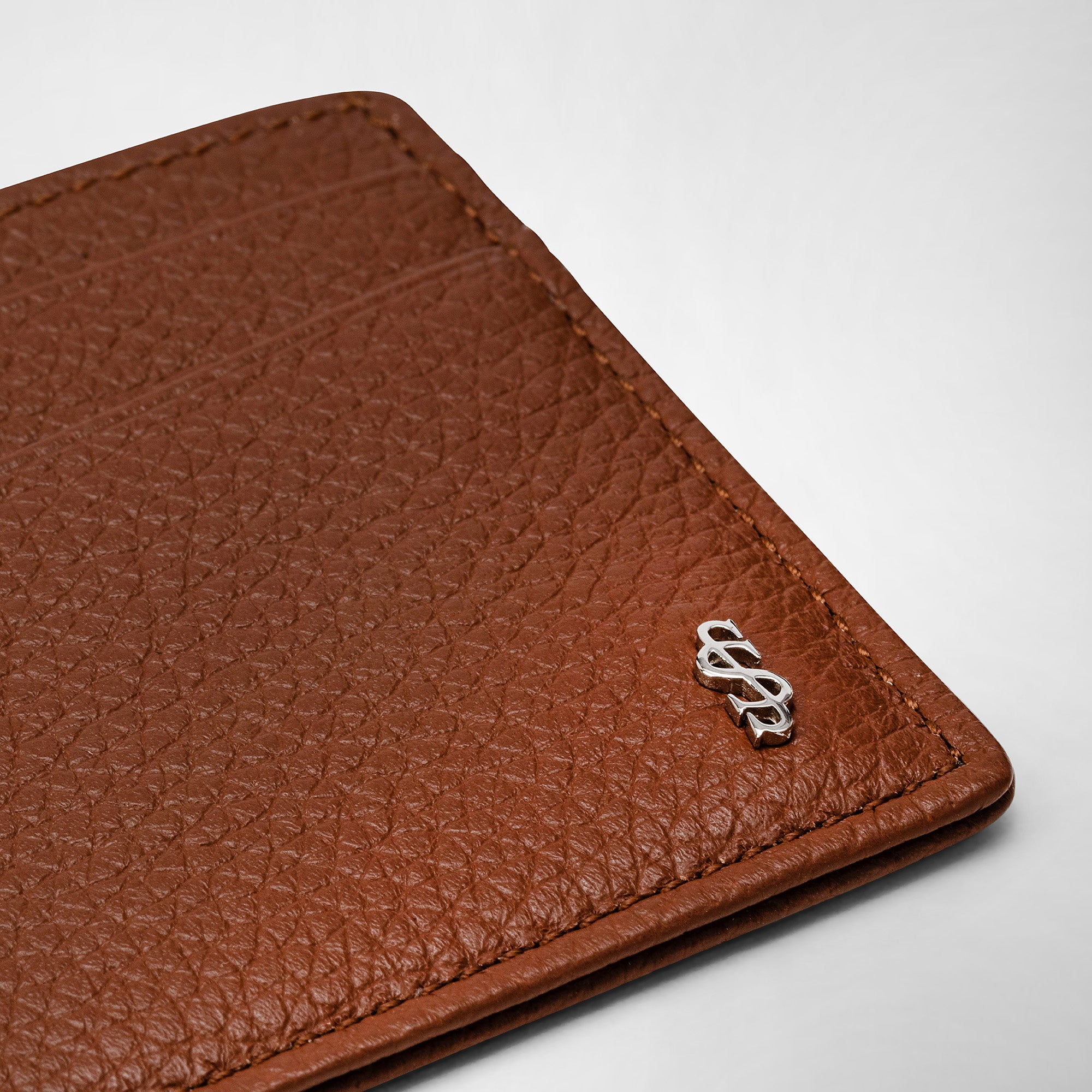 4-slot leather card case - Tobacco