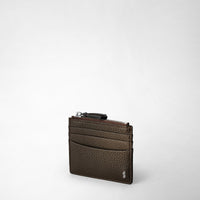 Porte-cartes zippé 4 fentes en cuir - Espresso