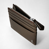 Porte-cartes zippé 4 fentes en cuir - Espresso