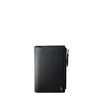 Zip-fastened leather wallet - Navy Blue