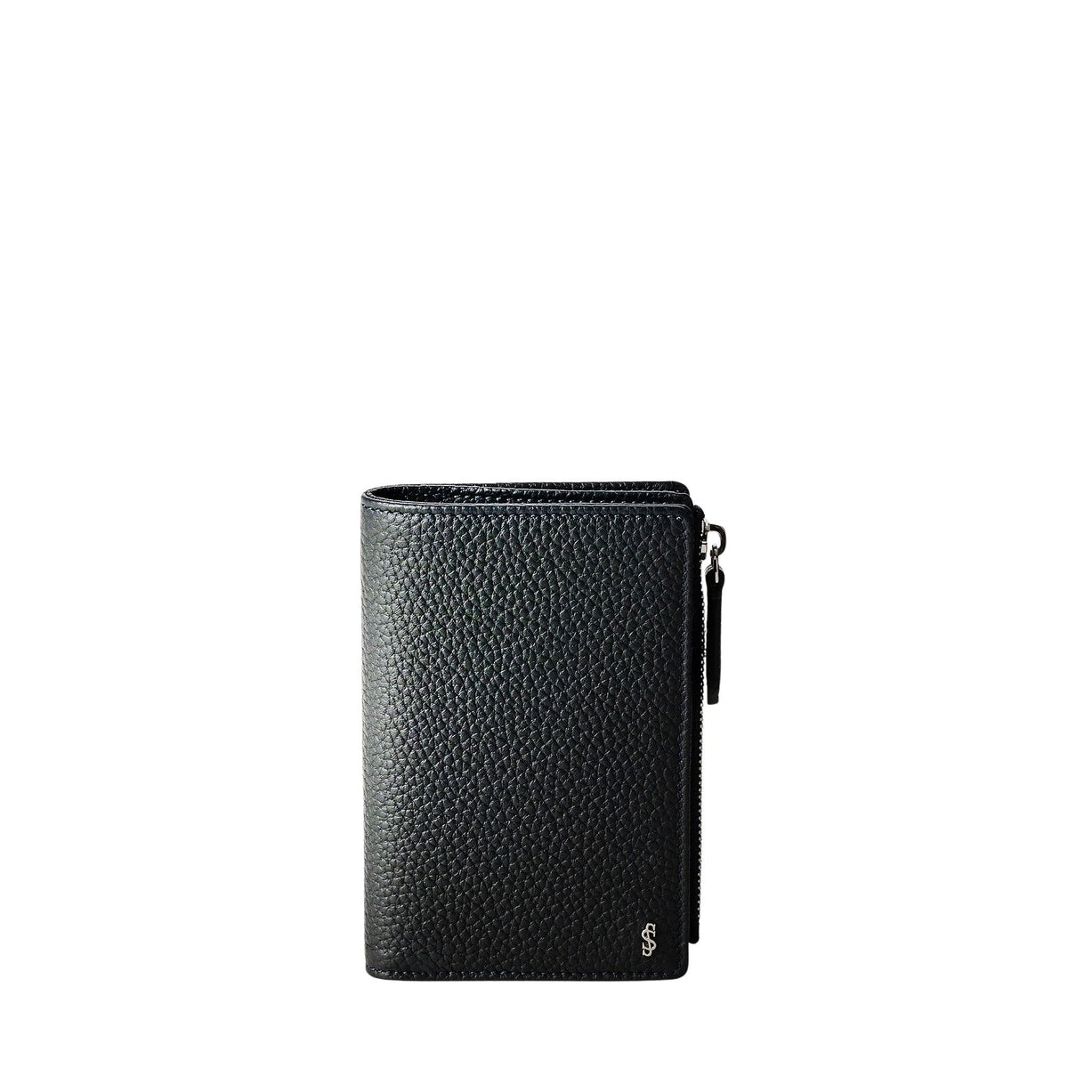 Zip-fastened leather wallet - Navy Blue