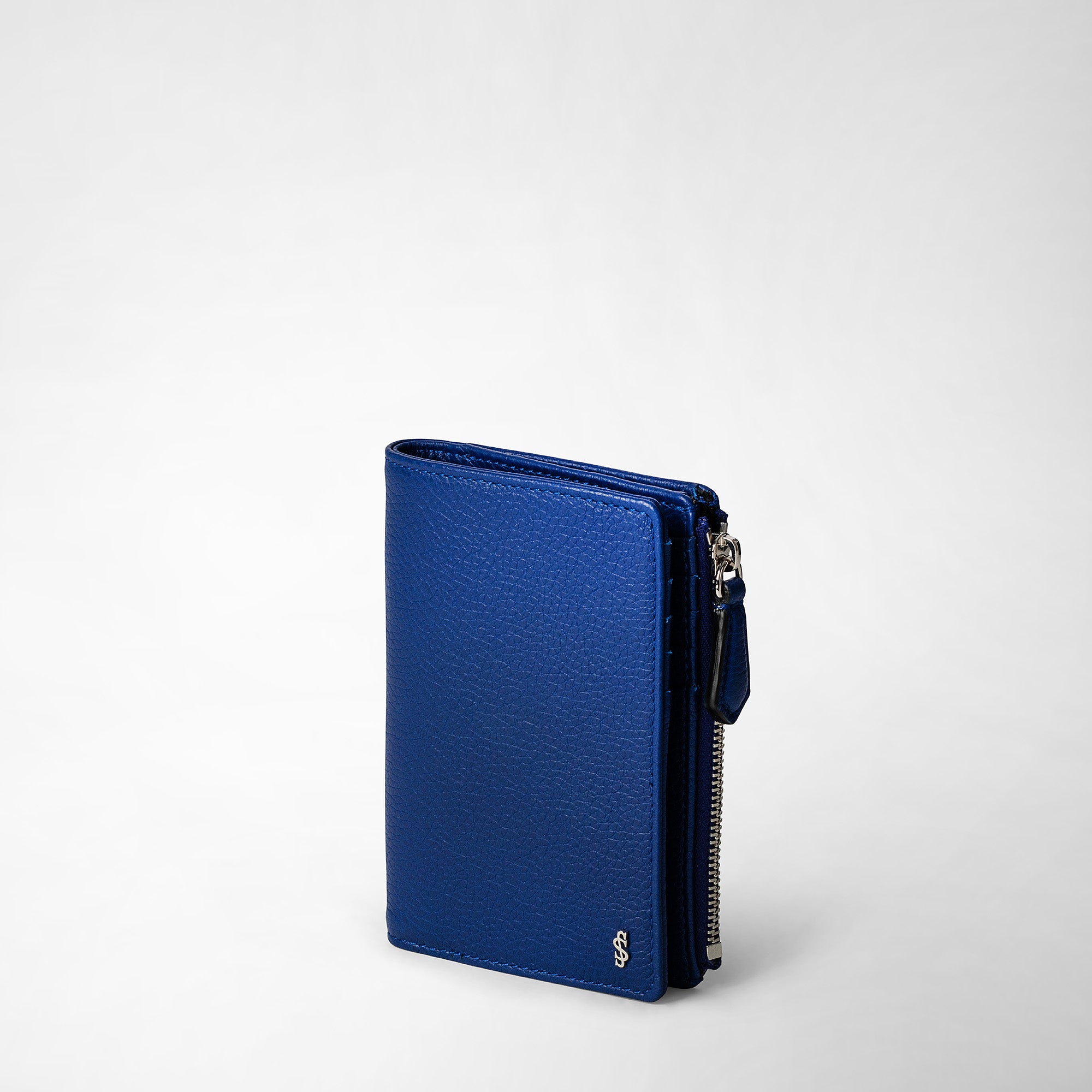 Zipped leather wallet - Blue