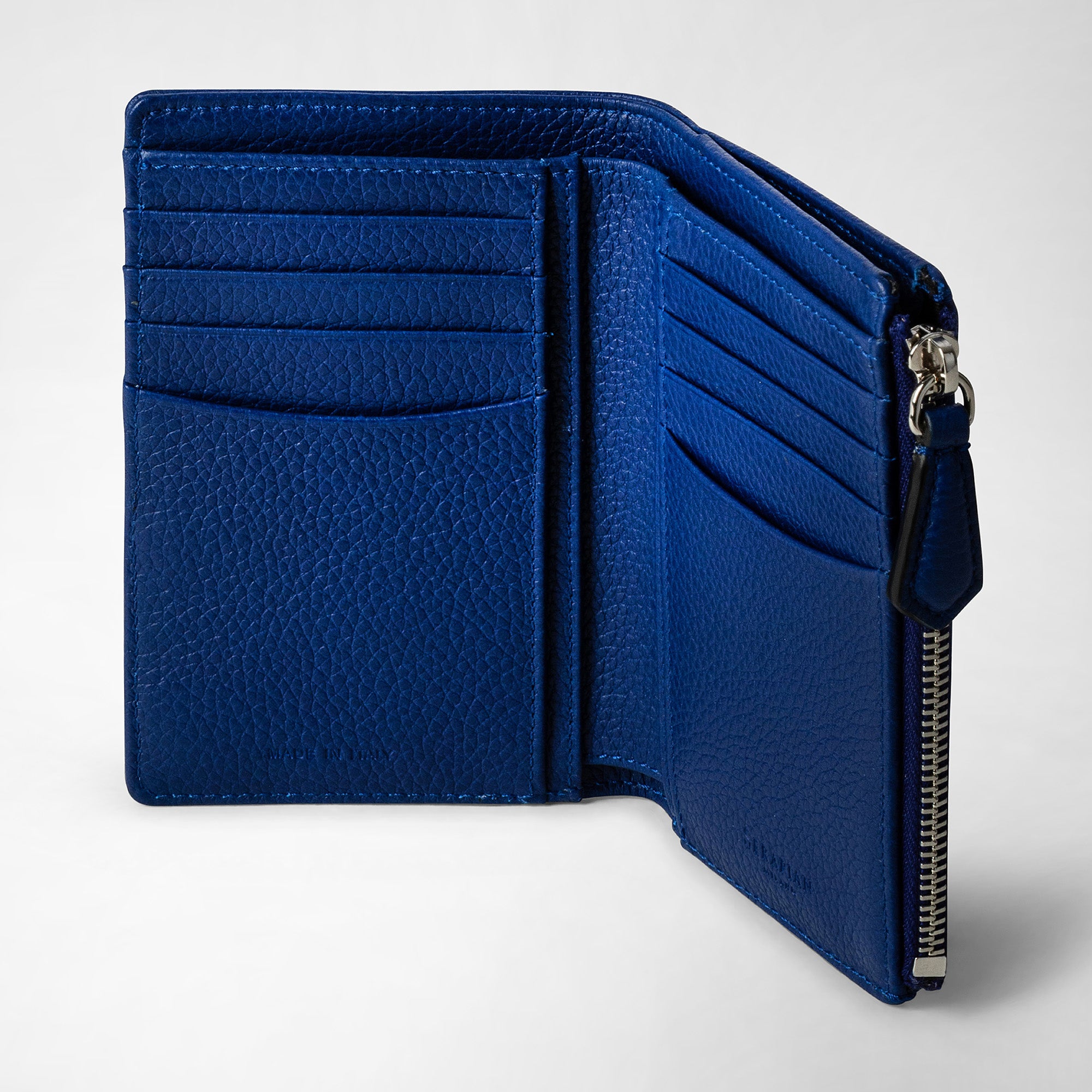 Zipped leather wallet - Blue