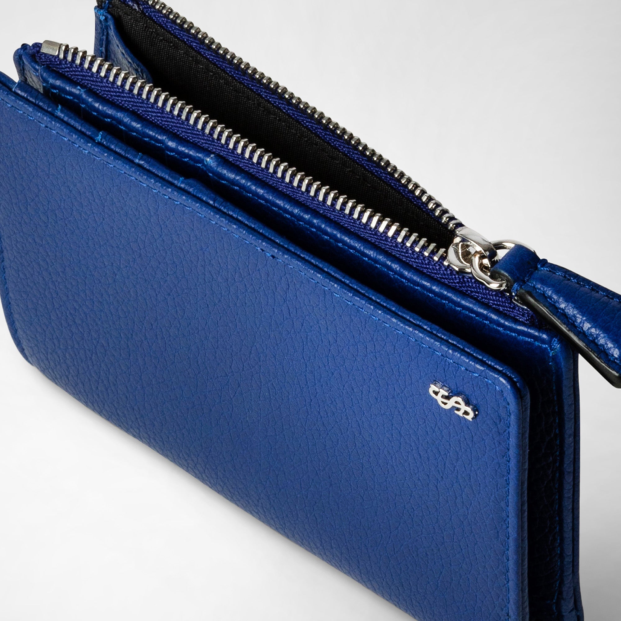 Zipped leather wallet - Blue