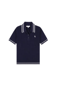 SRC Mini Cable Polo - Navy & White