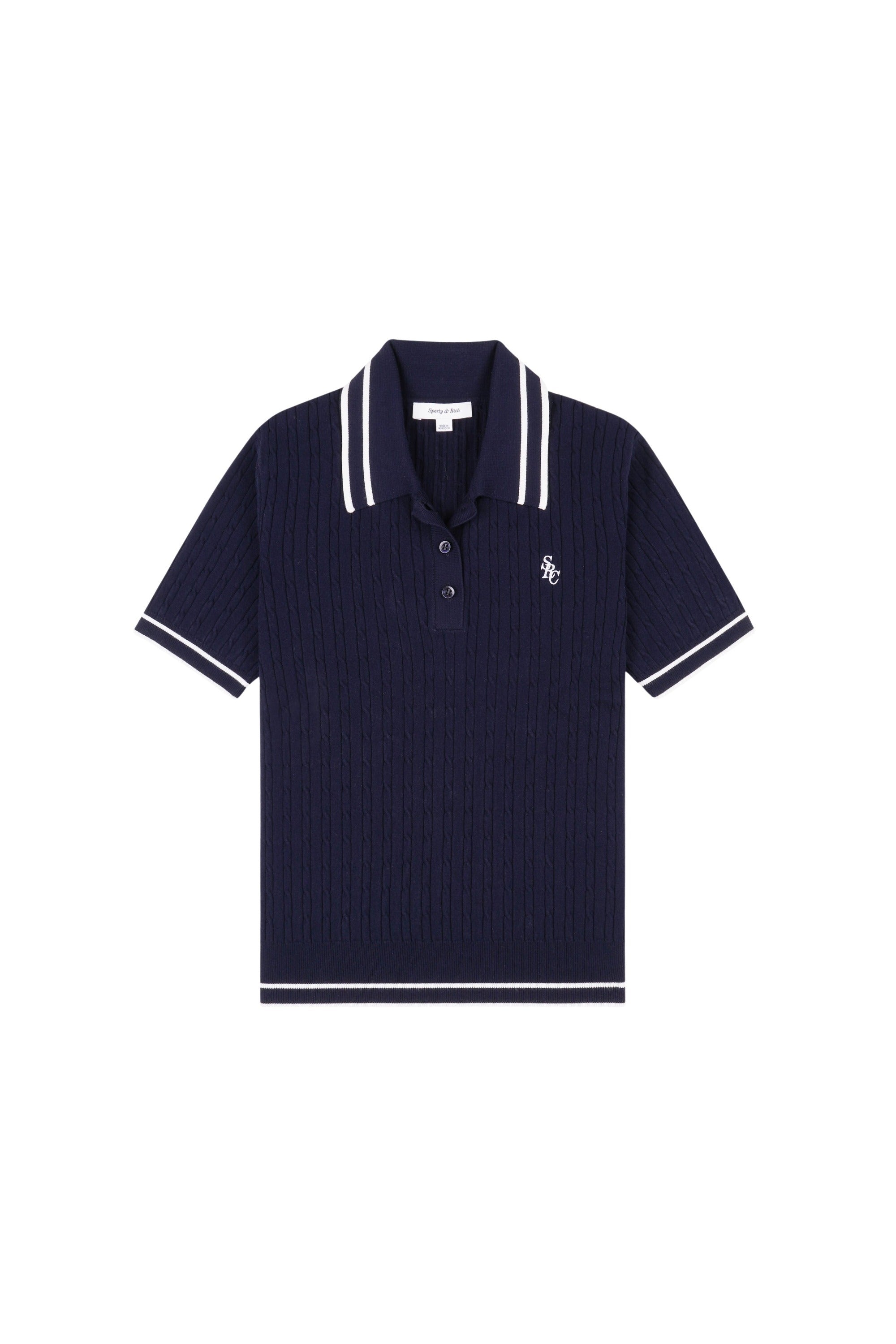SRC Mini Cable Polo - Navy & White