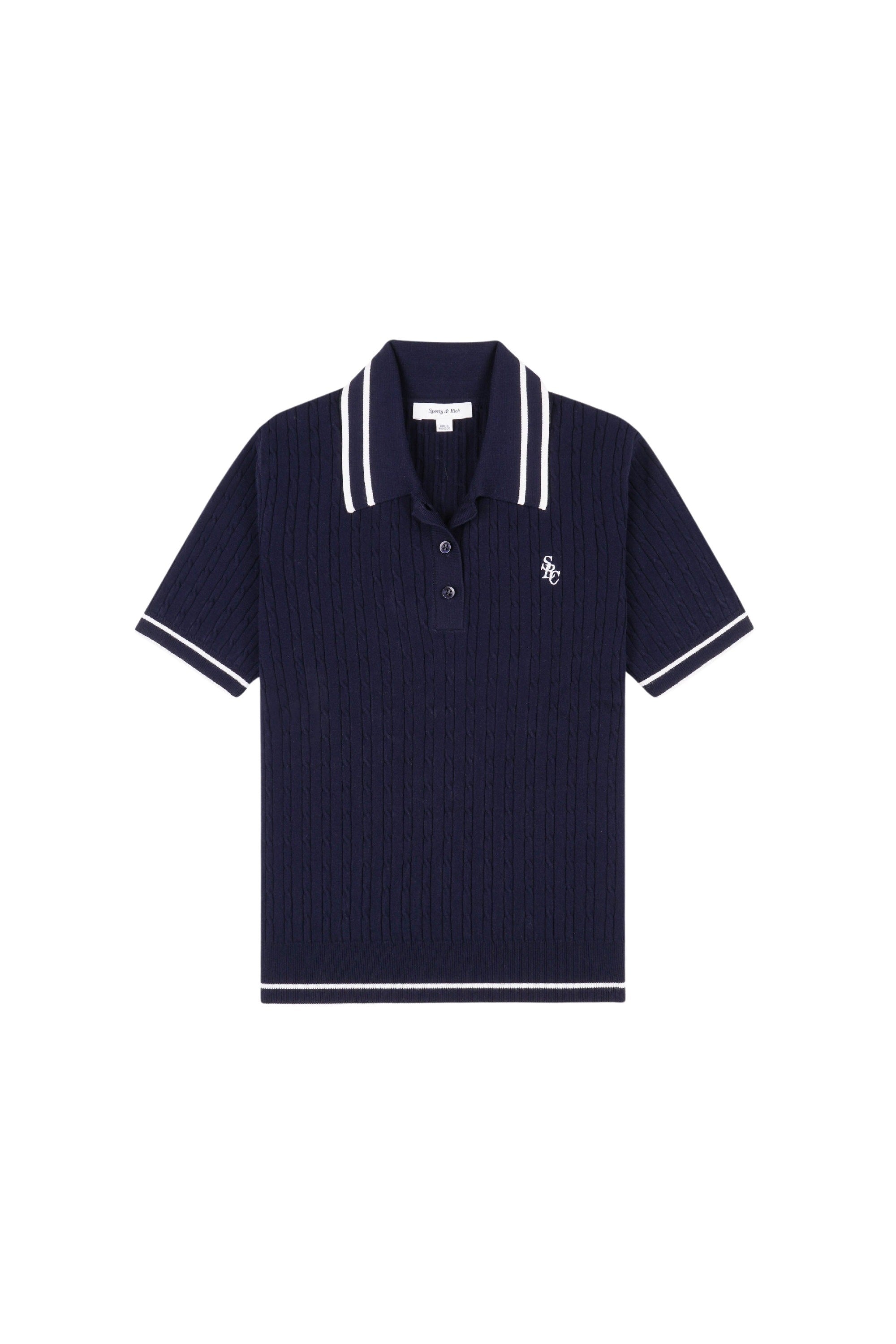 Polo SRC avec logo en maille - Dark Navy & White