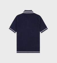 SRC Mini Cable Polo - Navy & White
