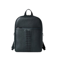 Sac à dos à fermeture éclair en cuir - Navy Blue