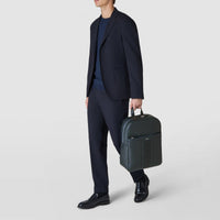 Sac à dos à fermeture éclair en cuir - Navy Blue