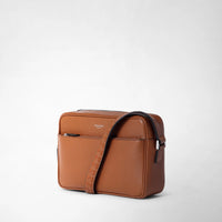 East West leather messenger bag - Tobacco