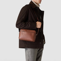 East West leather messenger bag - Tobacco