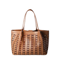 Petit sac Secret en cuir Mosaico - Tan & Coral Red