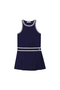 Robe courte SRC sans manches plissée - Navy & White