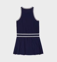 Robe courte SRC sans manches plissée - Navy & White