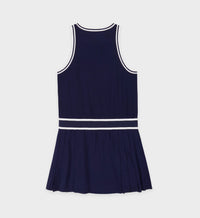 Robe courte SRC sans manches plissée - Navy & White