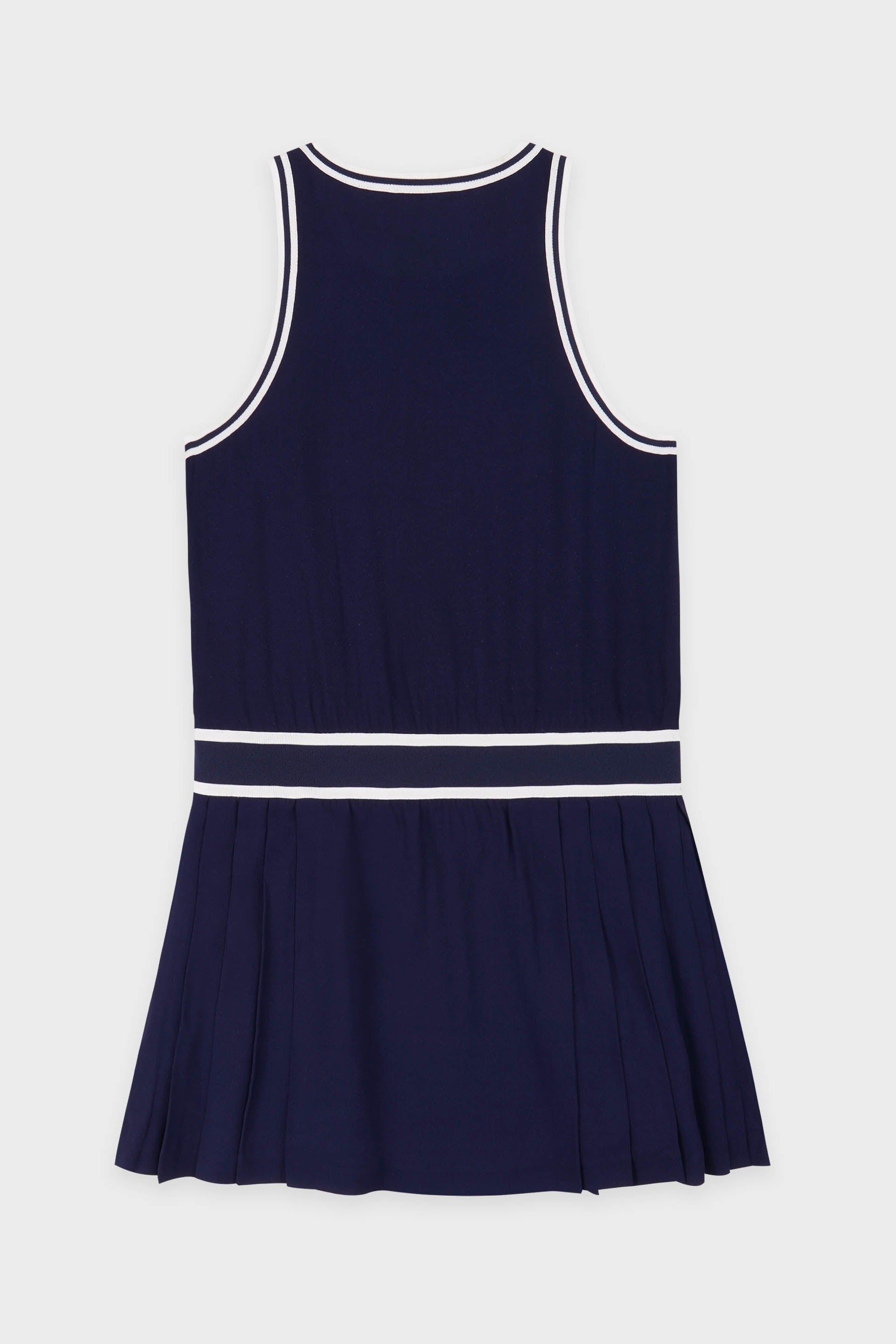 Robe courte SRC sans manches plissée - Navy & White