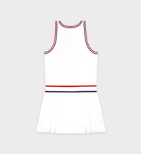 Robe courte SRC sans manches plissée - White & Navy & Red