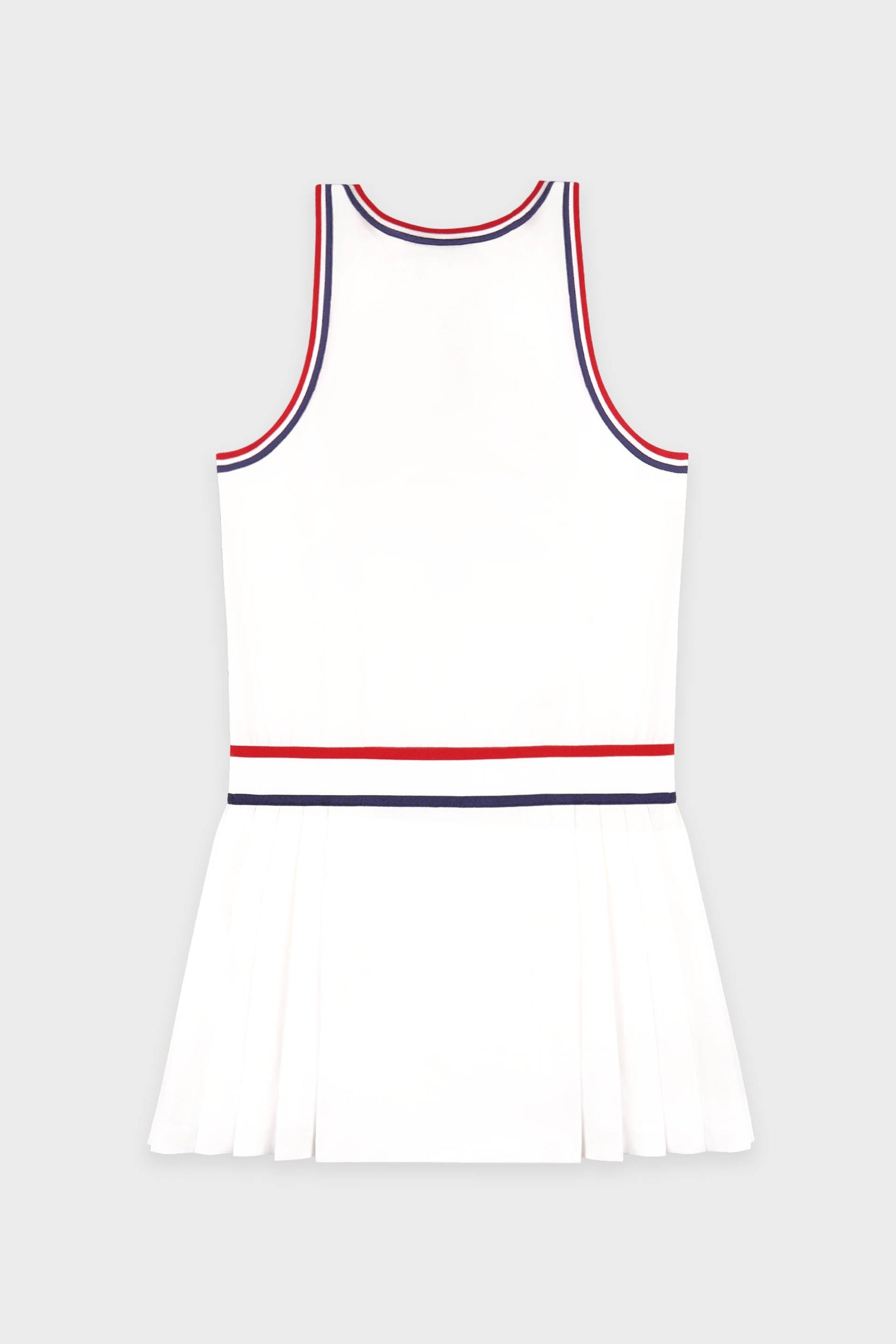 Robe courte SRC sans manches plissée - White & Navy & Red
