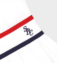 Robe courte SRC sans manches plissée - White & Navy & Red