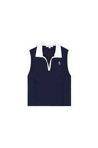 Polo SRC sans manches avec logo - Dark Navy & White