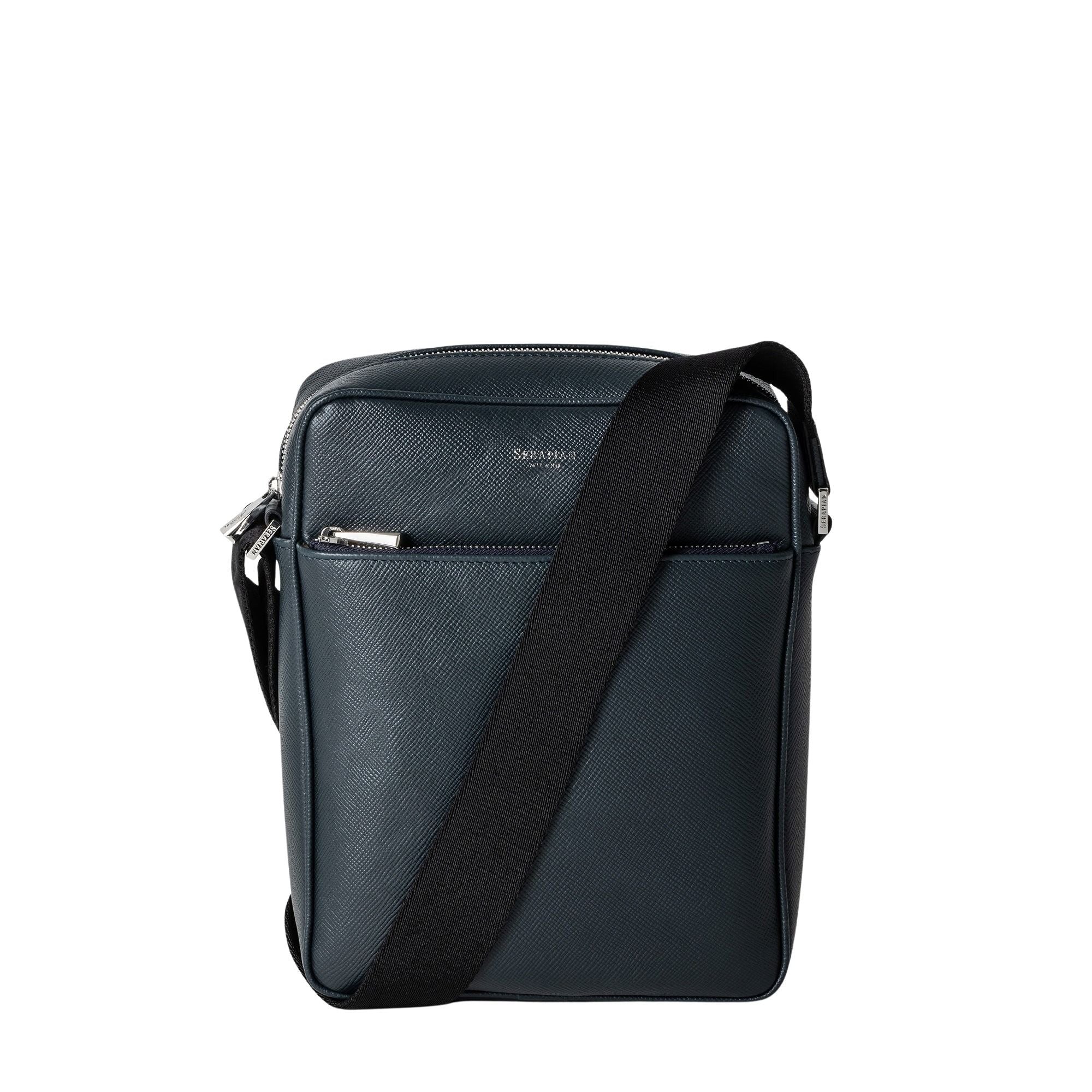 Sac à bandoulière North South en cuir - Navy Blue