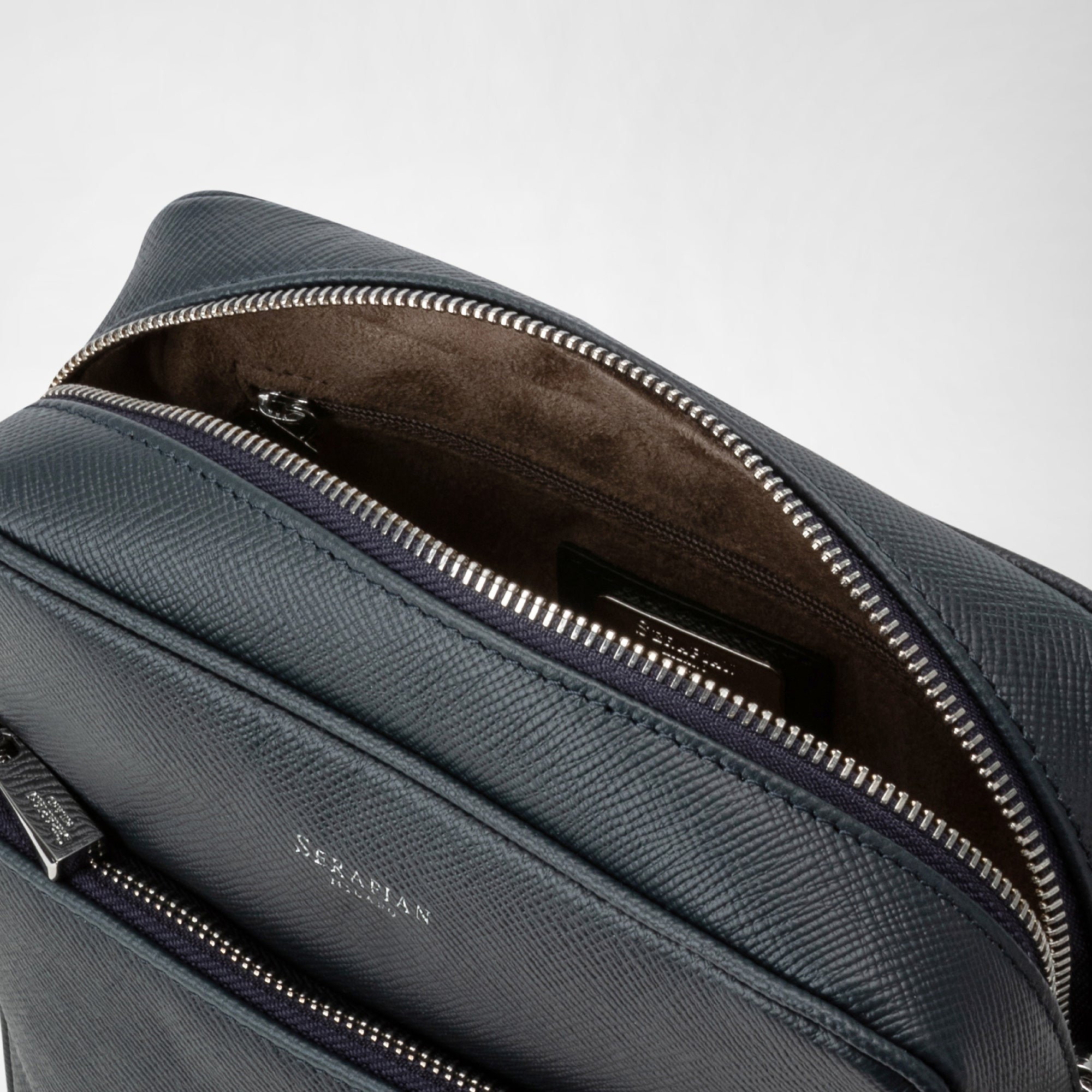 Sac à bandoulière North South en cuir - Navy Blue