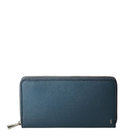 Portefeuille zippé en cuir - Blue
