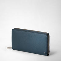 Portefeuille zippé en cuir - Blue