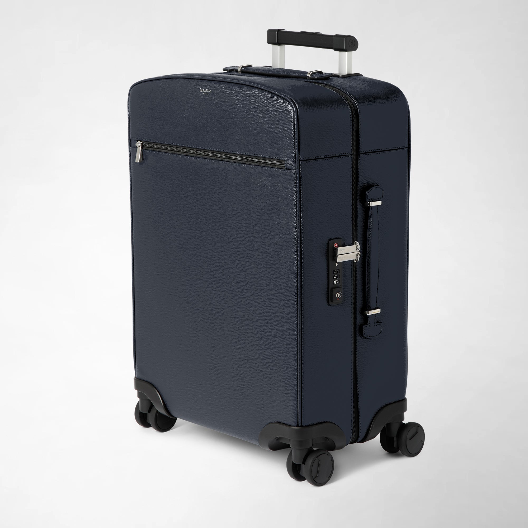 Valise cabine en cuir evoluzione - Navy Blue