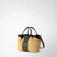 Mini sac Secret en raphia - Natural & Black