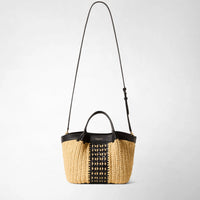 Mini sac Secret en raphia - Natural & Black