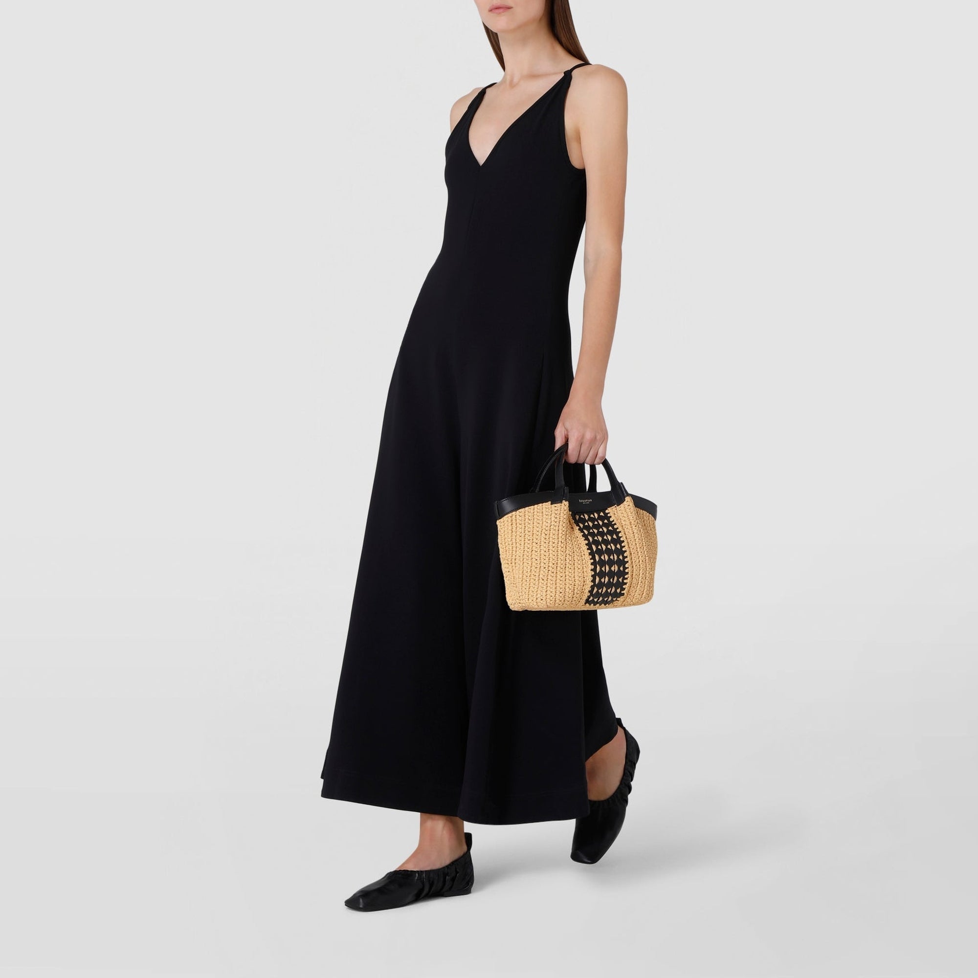 Mini sac Secret en raphia - Natural & Black