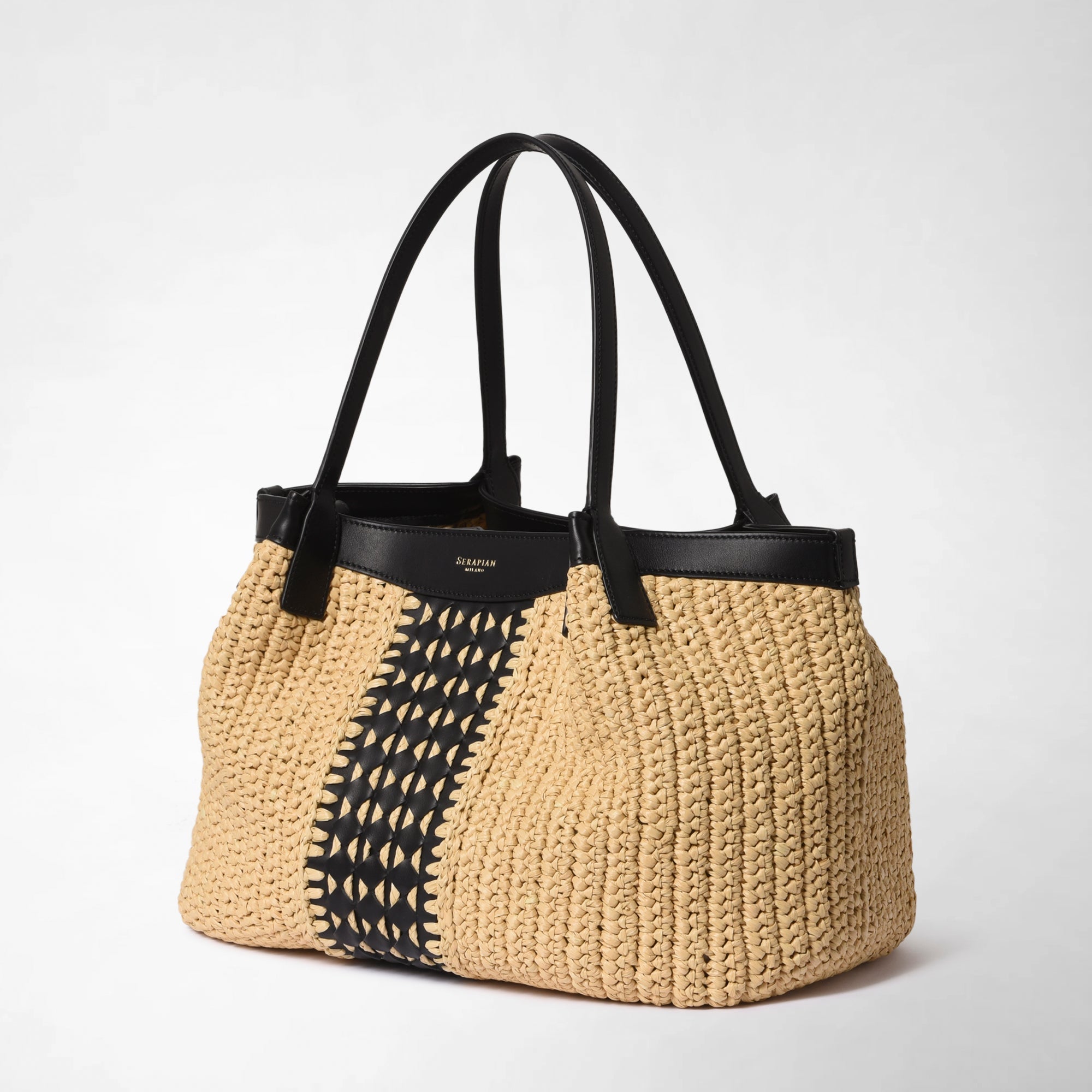 Sac Secret en raphia - Natural & Black
