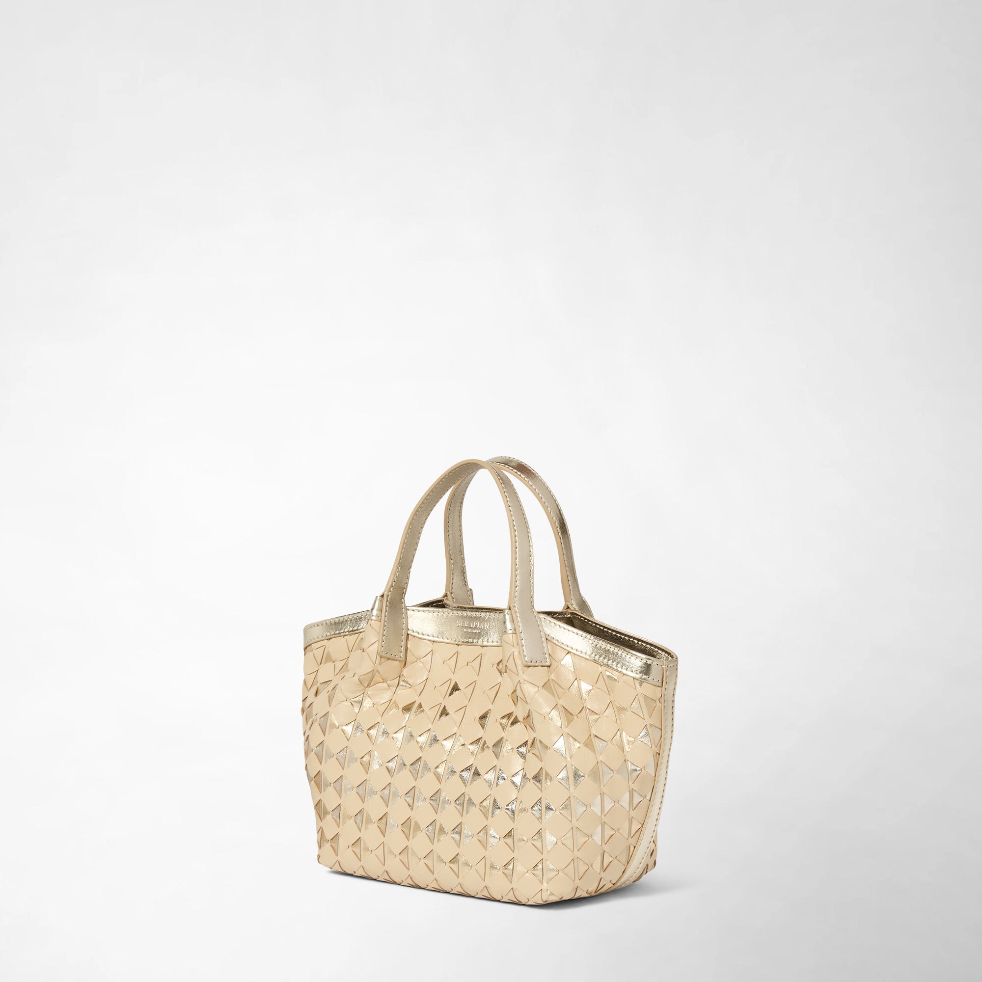 Secret Mestieri d'Arte mini bag in Mosaico leather - Golden Vanilla