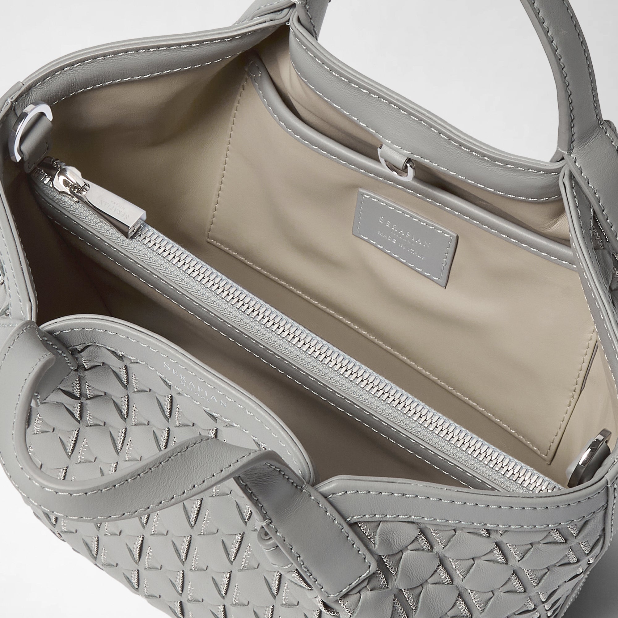 Secret mini bag in Mosaico leather - Cement