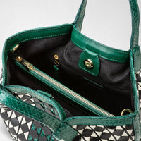 Secret mini bag in Mosaico leather - Black & Off White