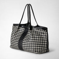 Secret bag in Mosaico leather - Black & Off White