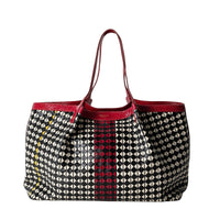 Secret bag in Mosaico leather - Black & Off White