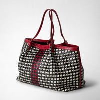 Secret bag in Mosaico leather - Black & Off White